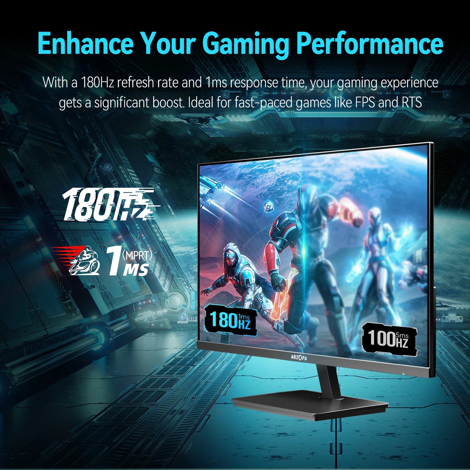 ARZOPA 27 inch 180HZ 2560*1400 Gaming Monitor QHD 2K Monitor for PC Fast IPS with Type-C,Samsung DeX mode,FreeSync M1RC
