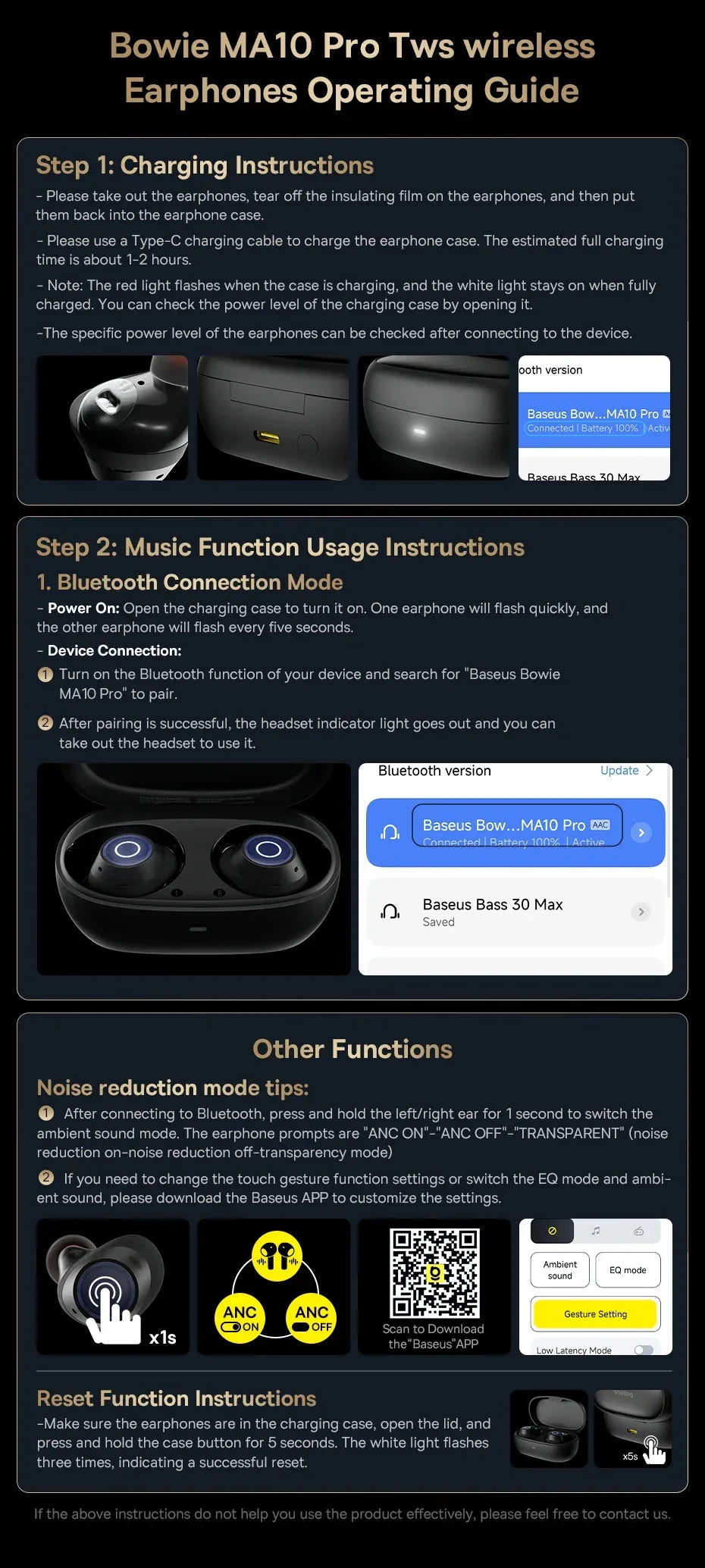 Tidesmit Wireless Noise Canceling Earbuds 48dB ANC MA10 Series Tidesmit