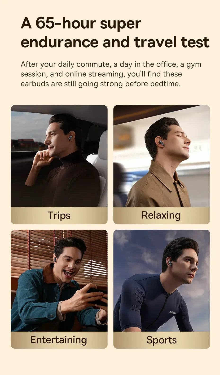 Tidesmit Wireless Noise Canceling Earbuds - 65Hr Playtime Bluetooth 5.3 Tidesmit