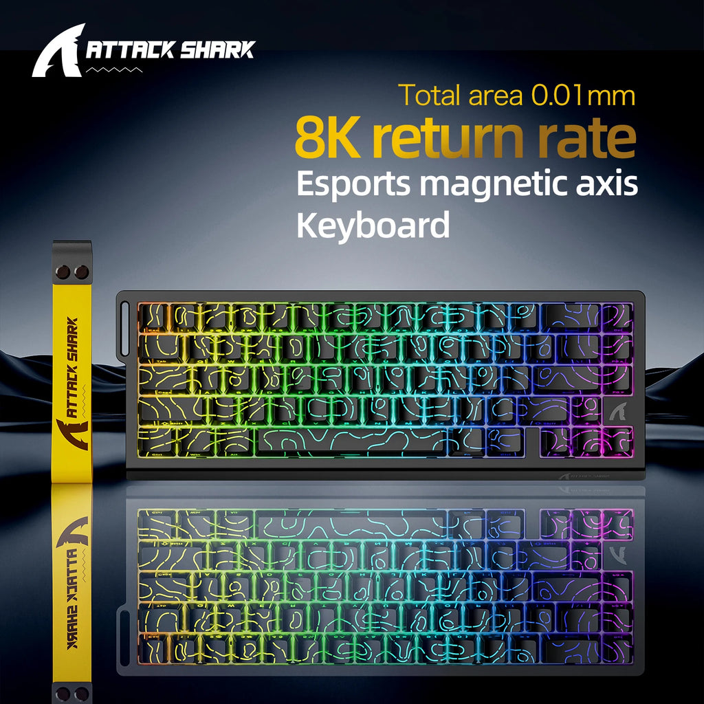 ATTACK SHARK X68HE Magnetic Keyboard Red Wired Mechanical for Pro Gaming 0.01mm Rapid Trigg 8000Hz SOCD/Rs 0.125ms 128K Rate