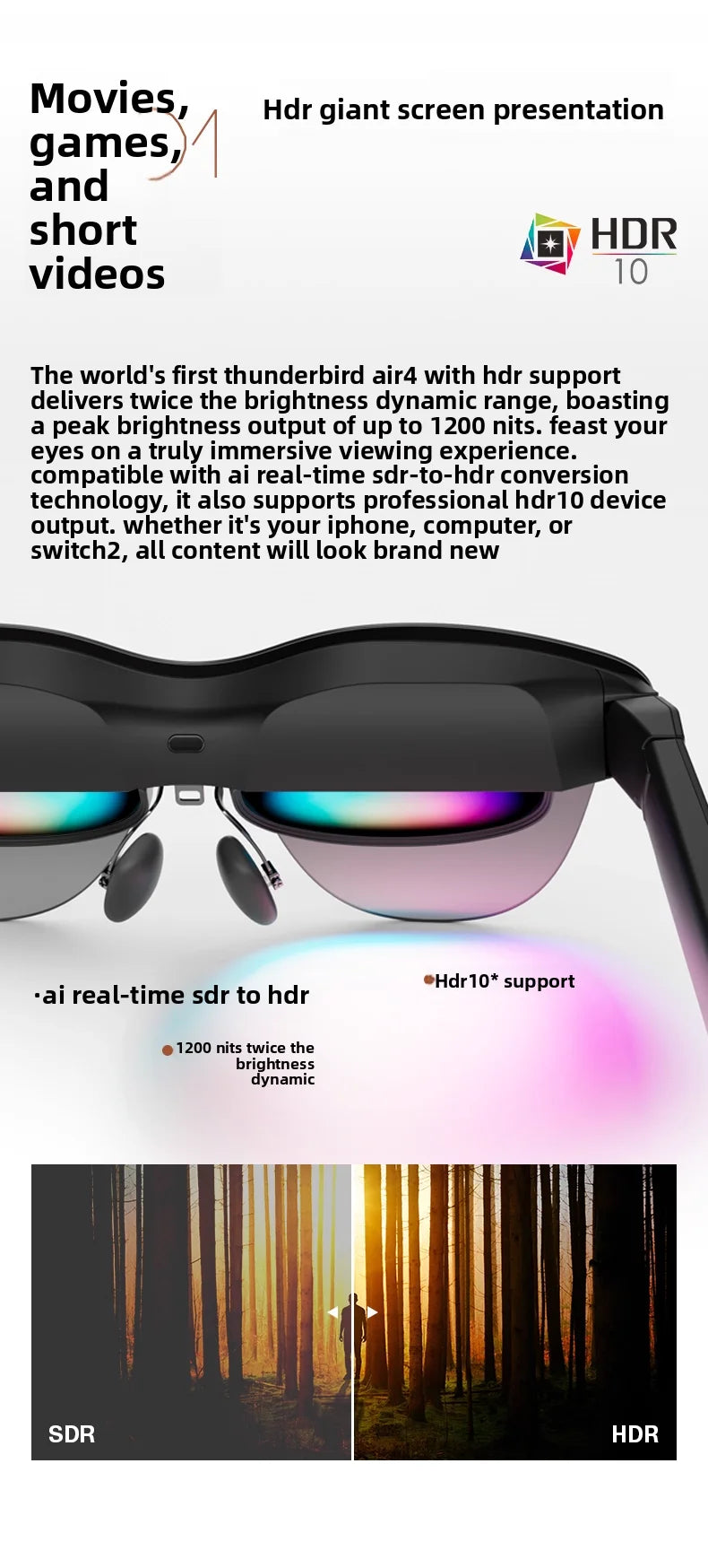 RayNeo Air 4 Pro Smart Glasses | Macro-OLED 3D Augmented Reality Display Tidesmit
