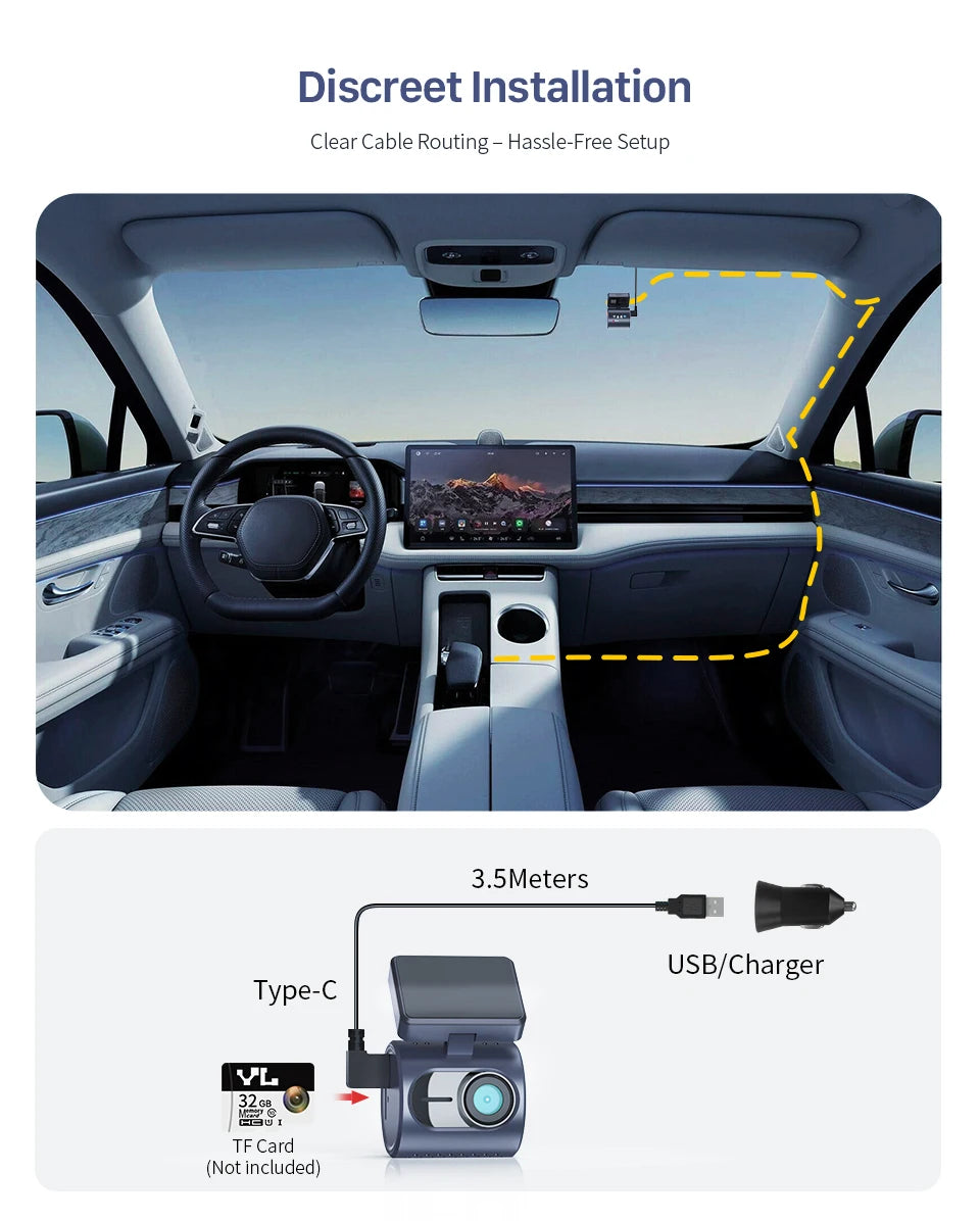 Mini 3 Pro 2K Dash Cam WiFi - Tidesmit Compact Vehicle Recorder Tidesmit