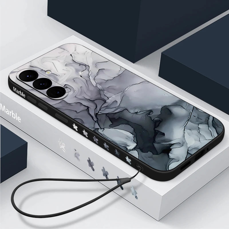 Samsung Galaxy S24 Marble Case with Lanyard - Slim Military Protection Tidesmit