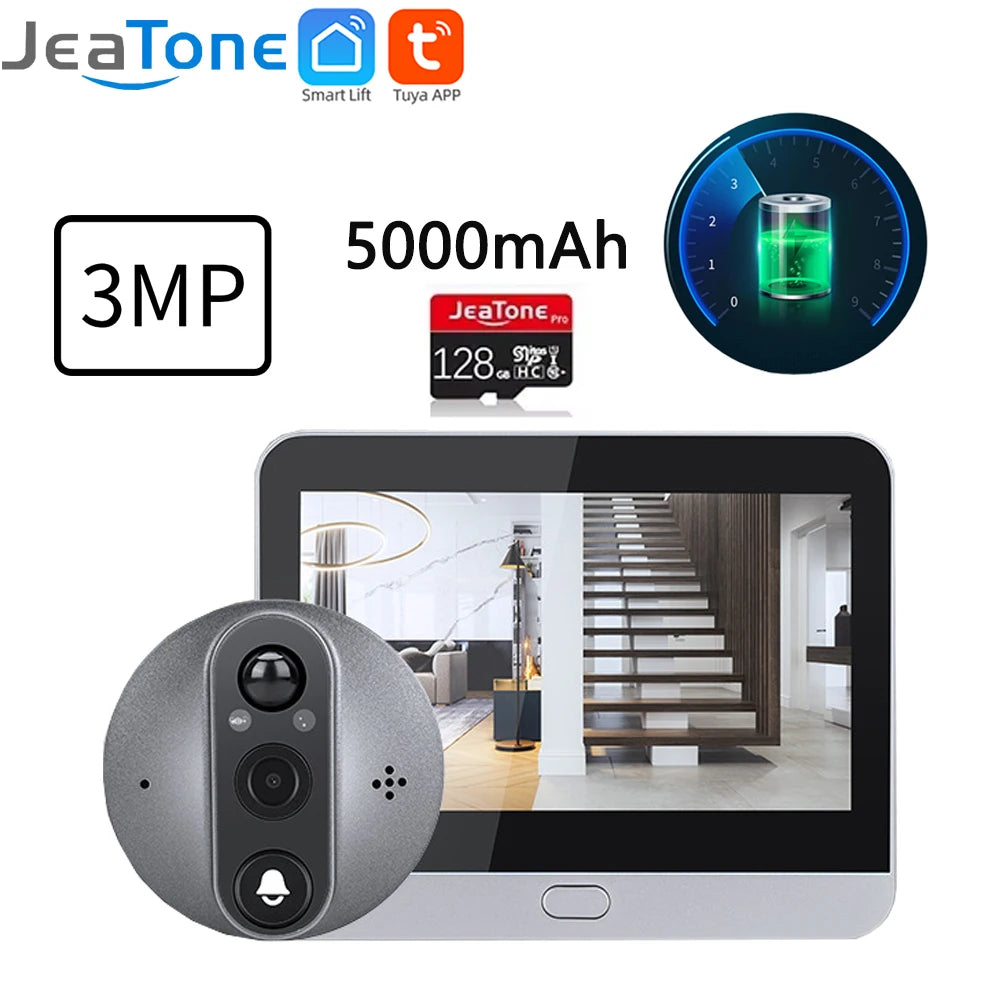 4.3'' IPS Screen Smart life/Tuya APP 2.4G 3MP Wireless wifi Video Intercom Doorbell eye PIR High-definition Visual Monitoring