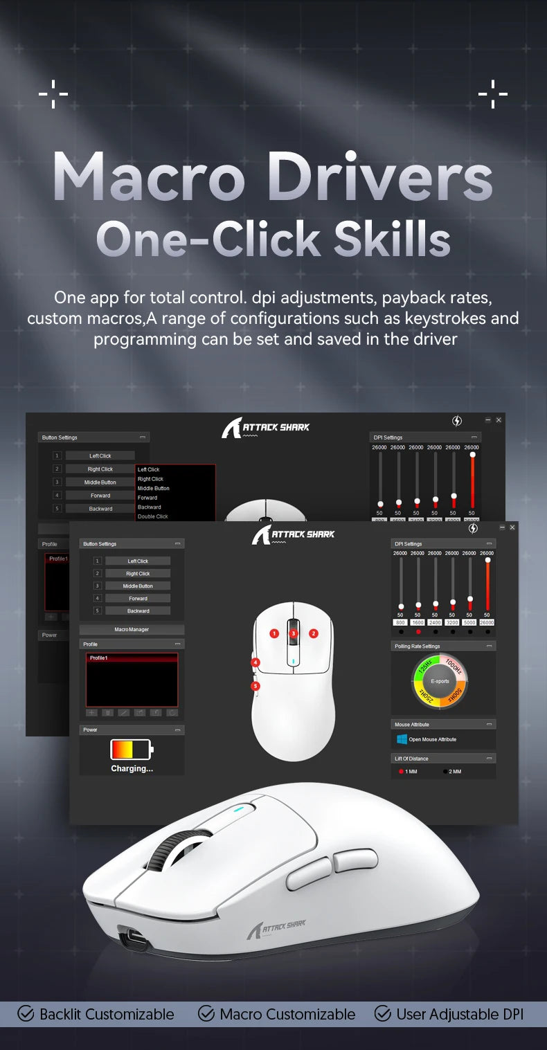 Attack Shark X3 X3Pro Wireless Tri-Mode Gaming Mouse 26K DPI PAW3395 Computer Gaming Peripherals CSGO Valorant Office Gift
