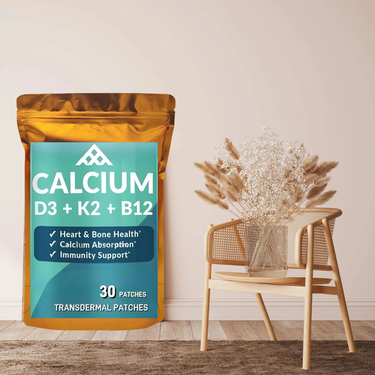Tidesmit Calcium D3 K2 B12 Transdermal Patches - 30 Vitamin Patches for Bone, Heart & Immune System Support