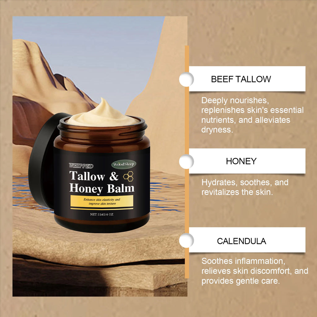 Beef Tallow Honey Balm for Men Lasting Moisturizing Dryness Soothing Skin Firming Smoothing Roughness Anti Aging Face Cream