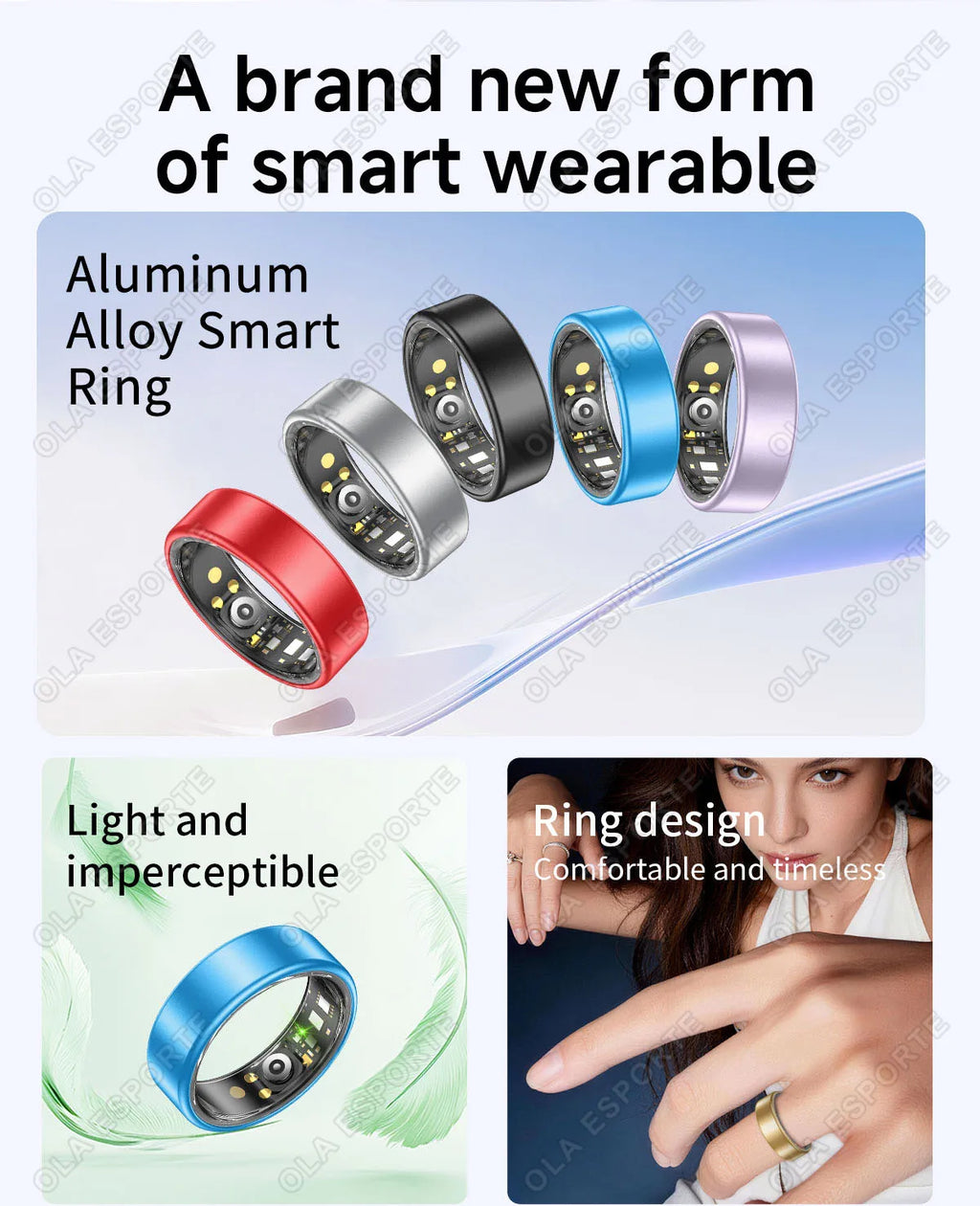 New Various Colors Available Smart Ring Bluetooth Heart Rate Sleep Monitoring Men Women Smartring Waterproof Health Sport Rings