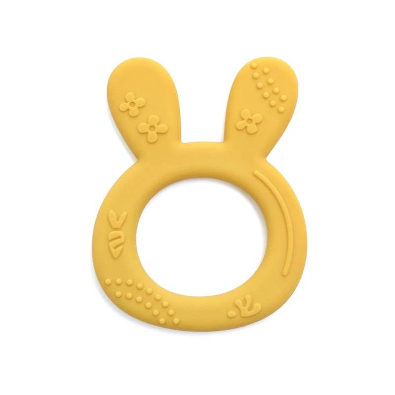Cartoon Rabbit Baby Soft Silicone Teether Ring BPA Free Newborn Chewing Sensory Toy Food Grade Toddler Teething Toys Baby Stuff