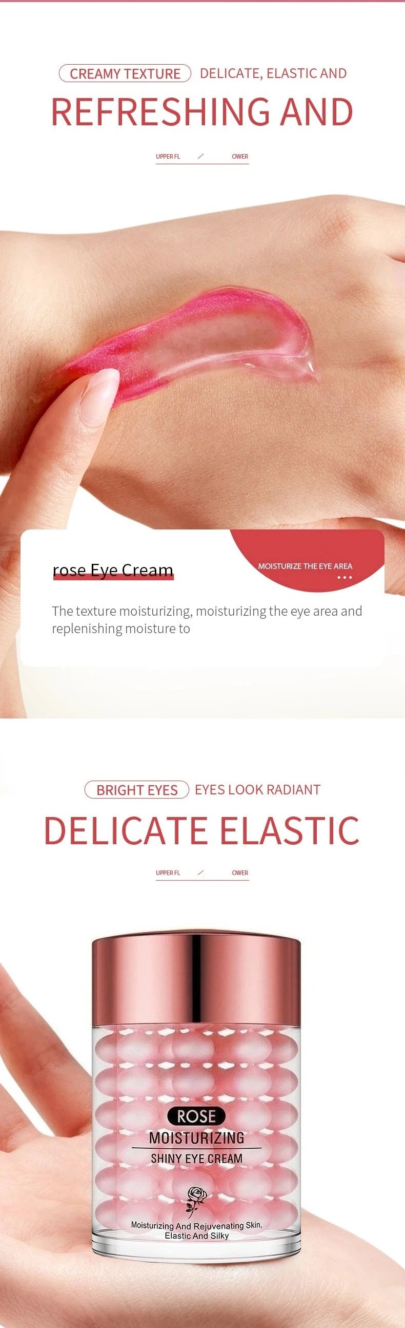 Tidesmit Rose Infusion Eye Serum detail view showing texture for soothing puffiness and boosting skin vibrancy