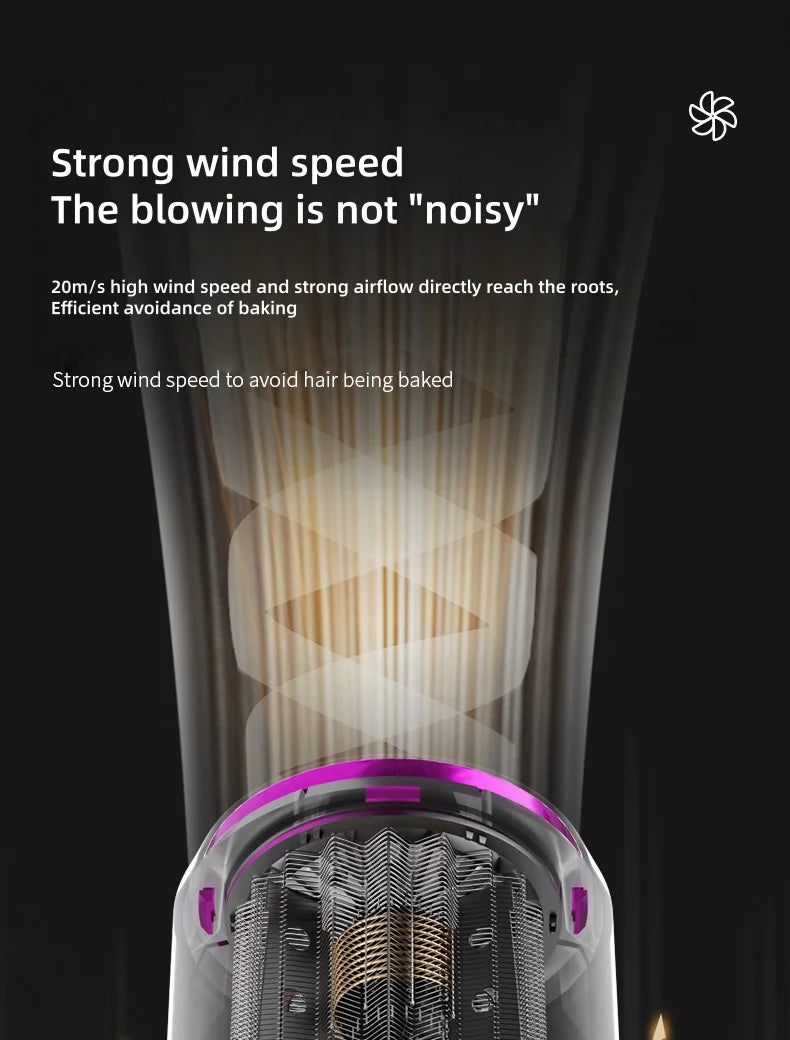 2400W silent, foldable hair dryer with powerful 20m/s airflow and violet trim for fast, damage-free hair styling.