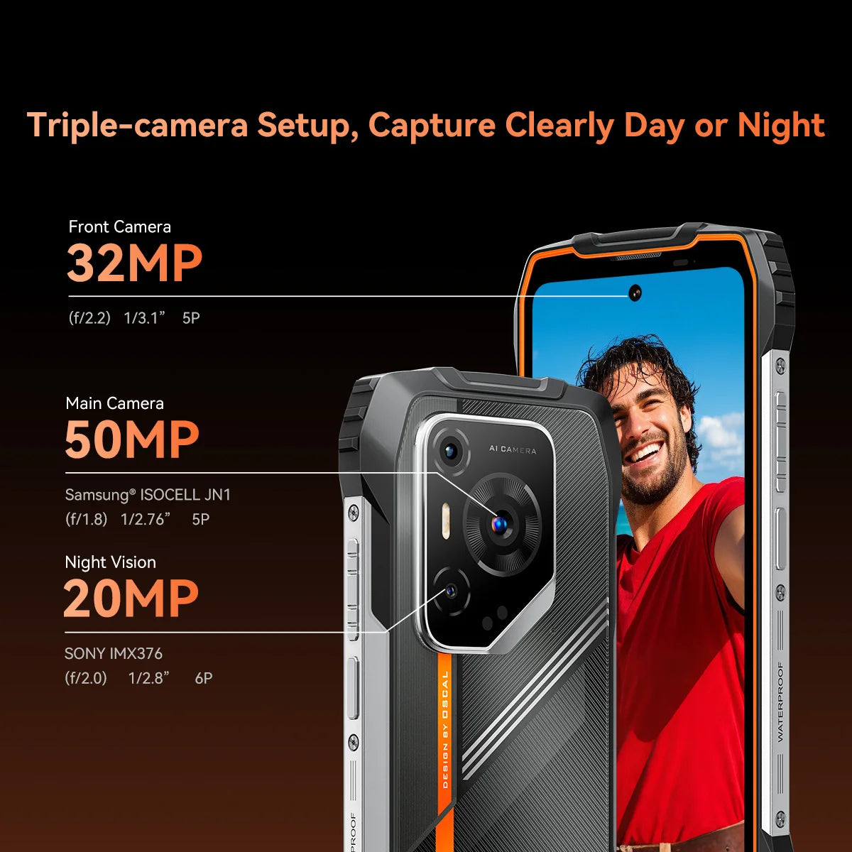 Blackview OSCAL PILOT 3 5G mobile phones AI Rugged Smartphone MTK 6300, 6.78" 2.4K Display 120Hz, 12GB 256GB, 7500Amh Phones