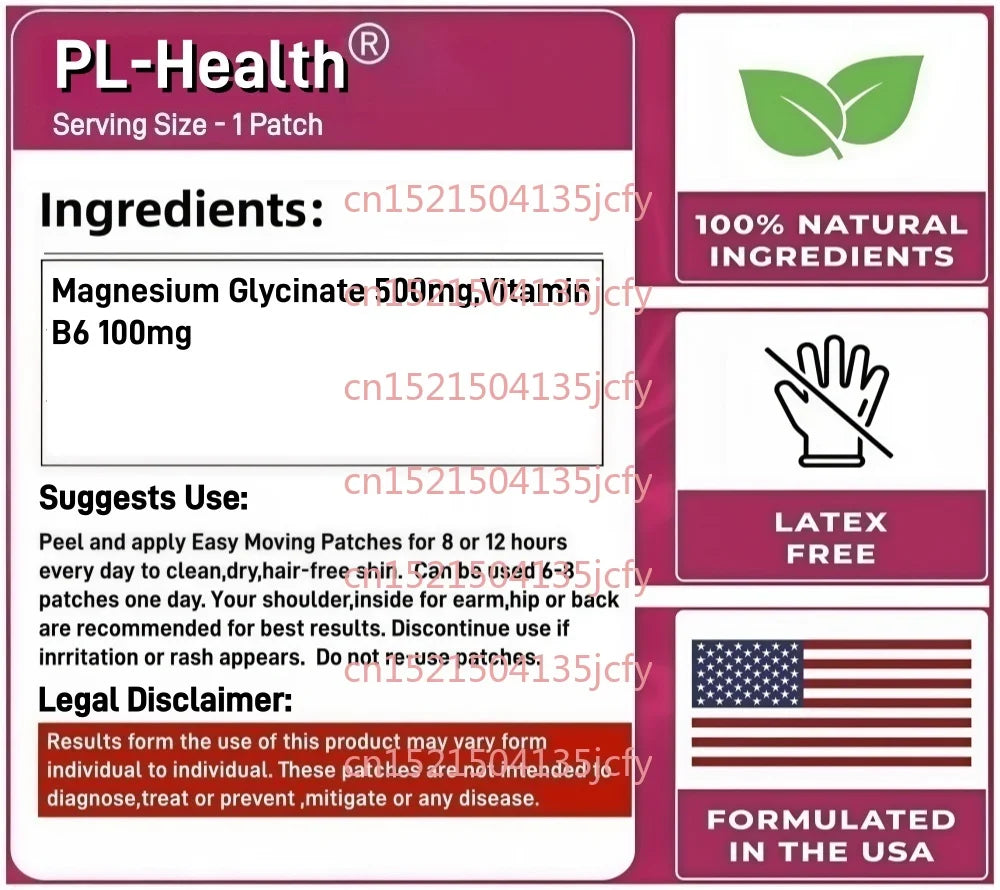 30 Patches Magnesium Glycinate Transdermal Patches 100% Chelated & Purified Supports Nerve Relife, Sleep Aid & Muscle