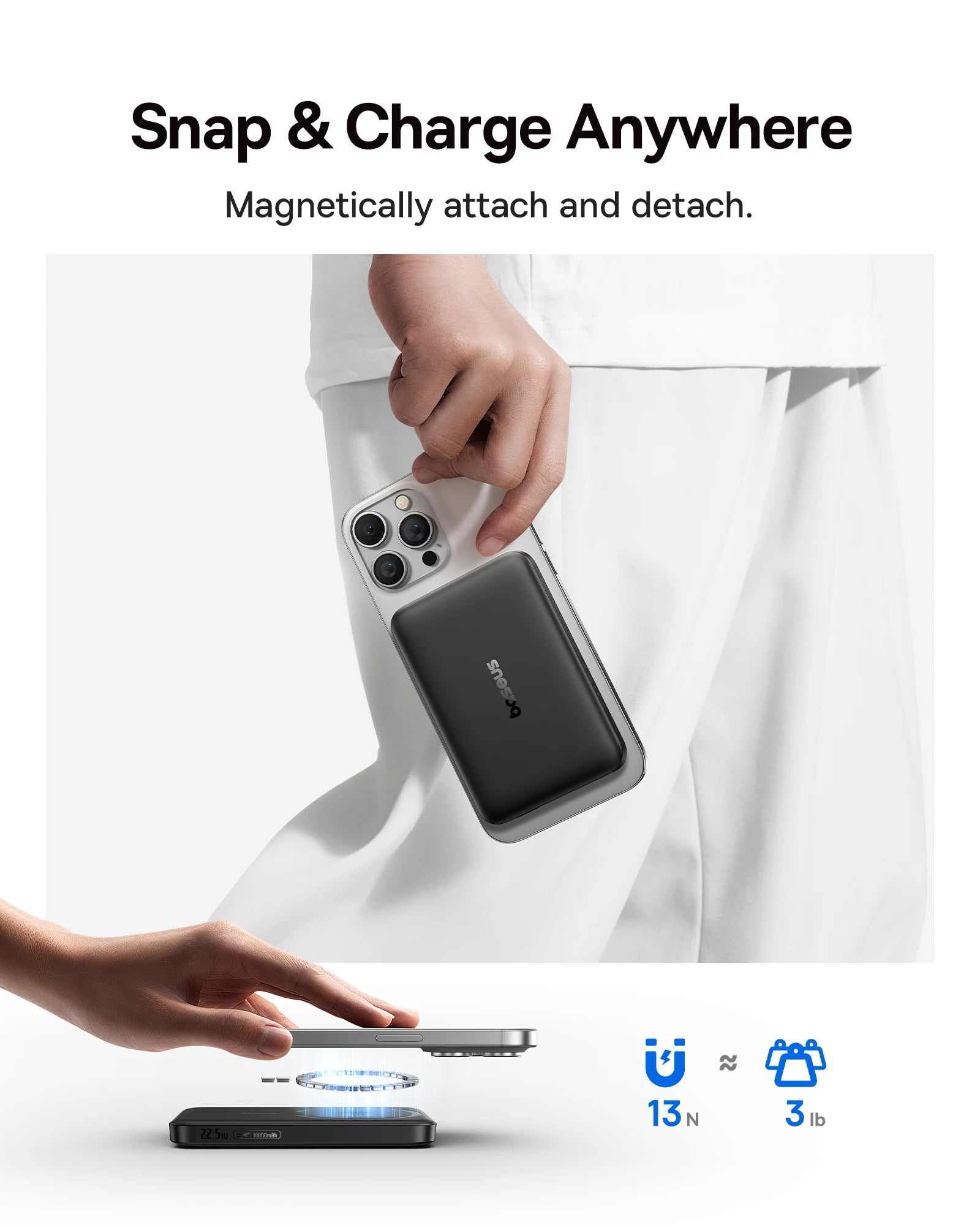 Magnetic Power Bank 10000mAh 15W Qi2 Wireless Fast Charger Tidesmit
