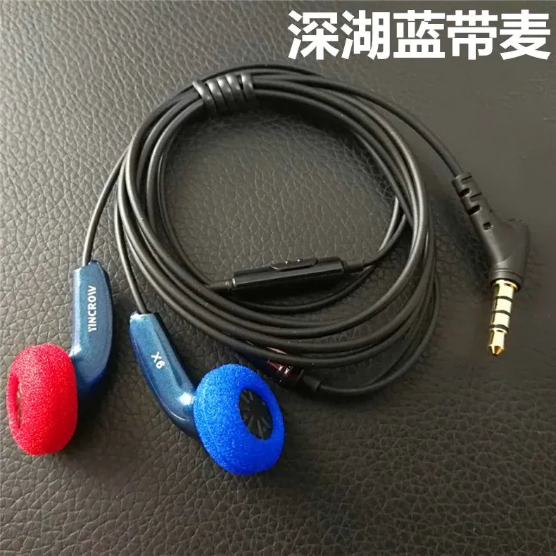 Wired HiFi Earbuds with Mic – Tidesmit Flat Head In-Ear Headphones Blue with mic Tidesmit
