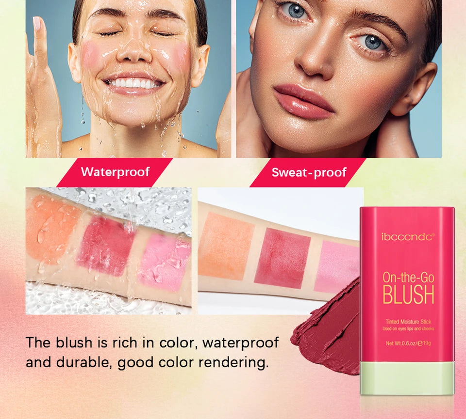 Tidesmit multi-functional blush stick cream rouge showing texture and shade swatch for vibrant face makeup