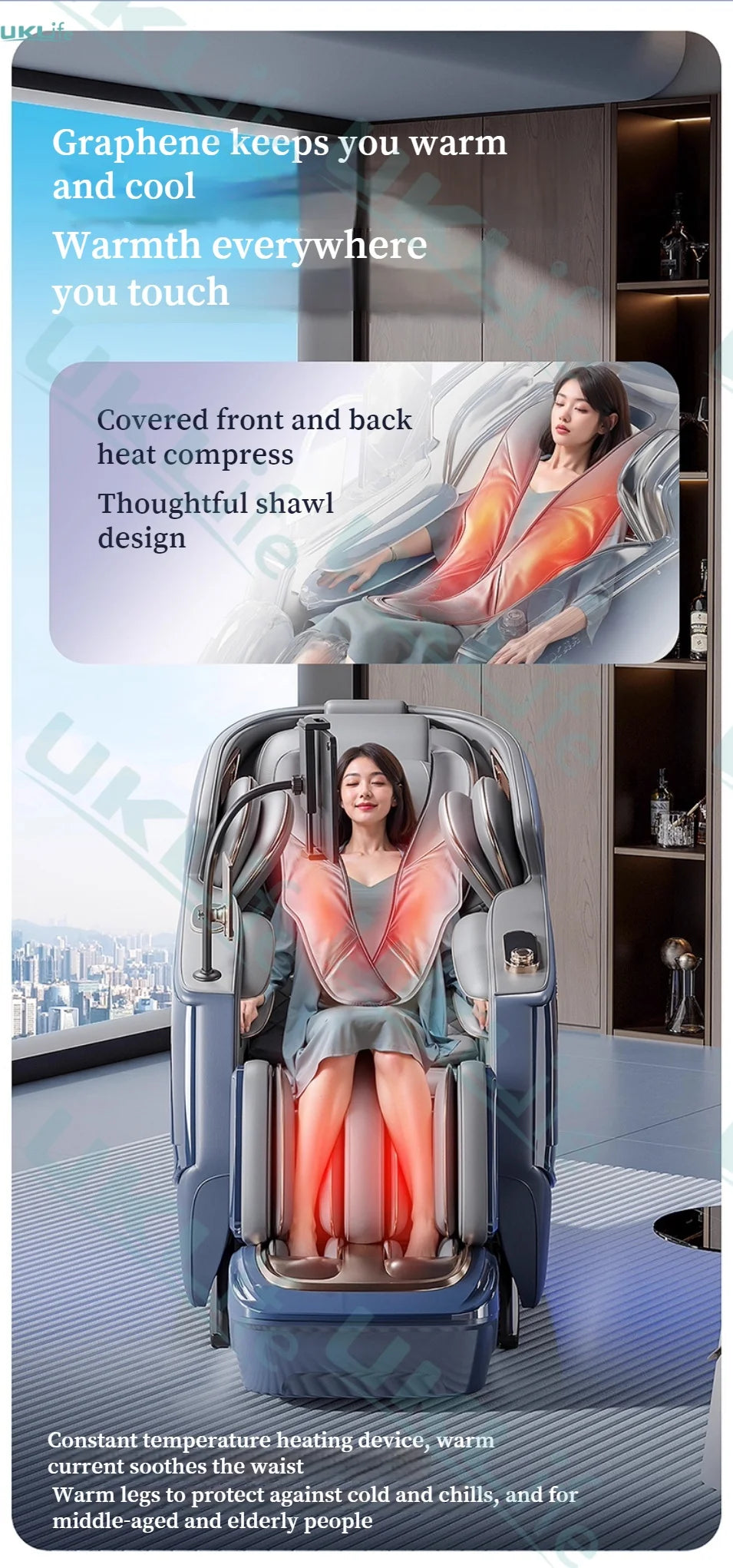 Zero Gravity SL-Track Massage Chair - Full Body Muscle Relief White/Blue Massage Chairs Tidesmit