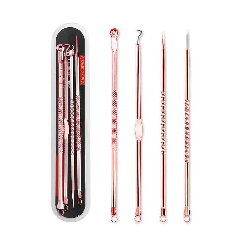 4Pcs/set Black Dots Cleaner Needles Acne Blemish Remover Blackhead Extractor Skin Care Blackhead Remover Tool Stainless Steel