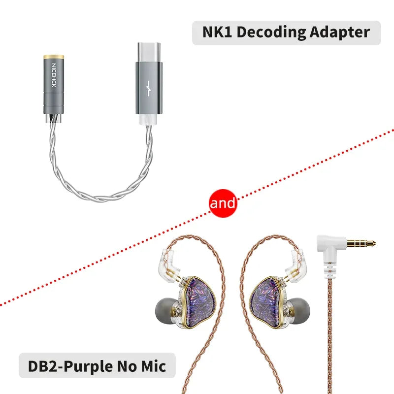 HiFi In-Ear Monitors 1DD+1BA Hybrid Dual Driver Earphones | Tidesmit PurpleNoMic and NK1 Tidesmit