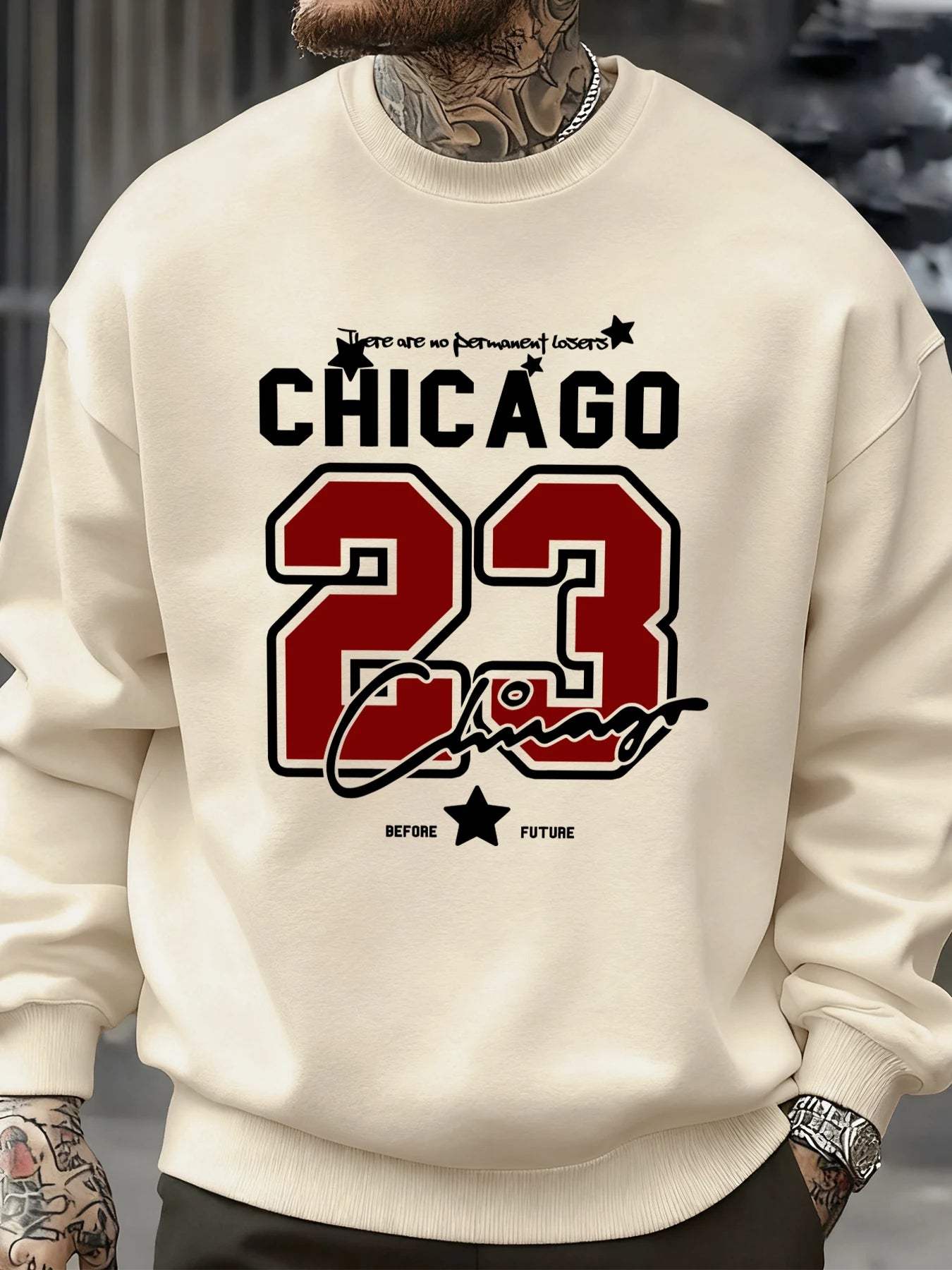 Chicago Number 23 Jersey Prints Male Sweatshirt Trendy Hip Hop Streetwear Crewneck Autumn Clothes Fleece Casual Pullover