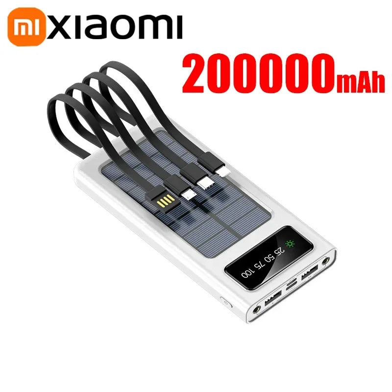 Portable Charger 200000mAh Power Bank with 4 Built-in Cables - Tidesmit White 200000mAh Tidesmit