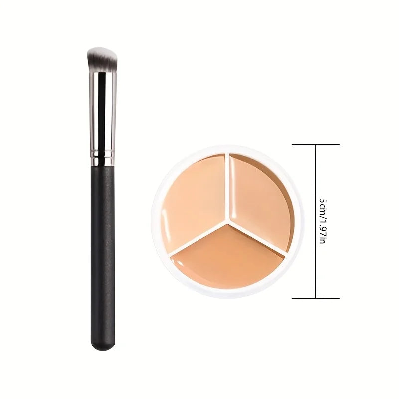 Tidesmit creamy triple shade concealer palette and brush set for flawless dark circle and blemish coverage