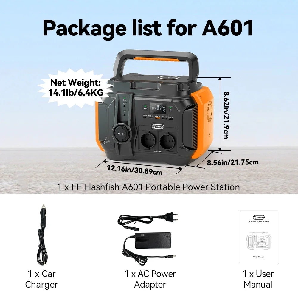 Portable Power Station 600W 540Wh Solar Generator for Outdoor Camping EU 230V Tidesmit