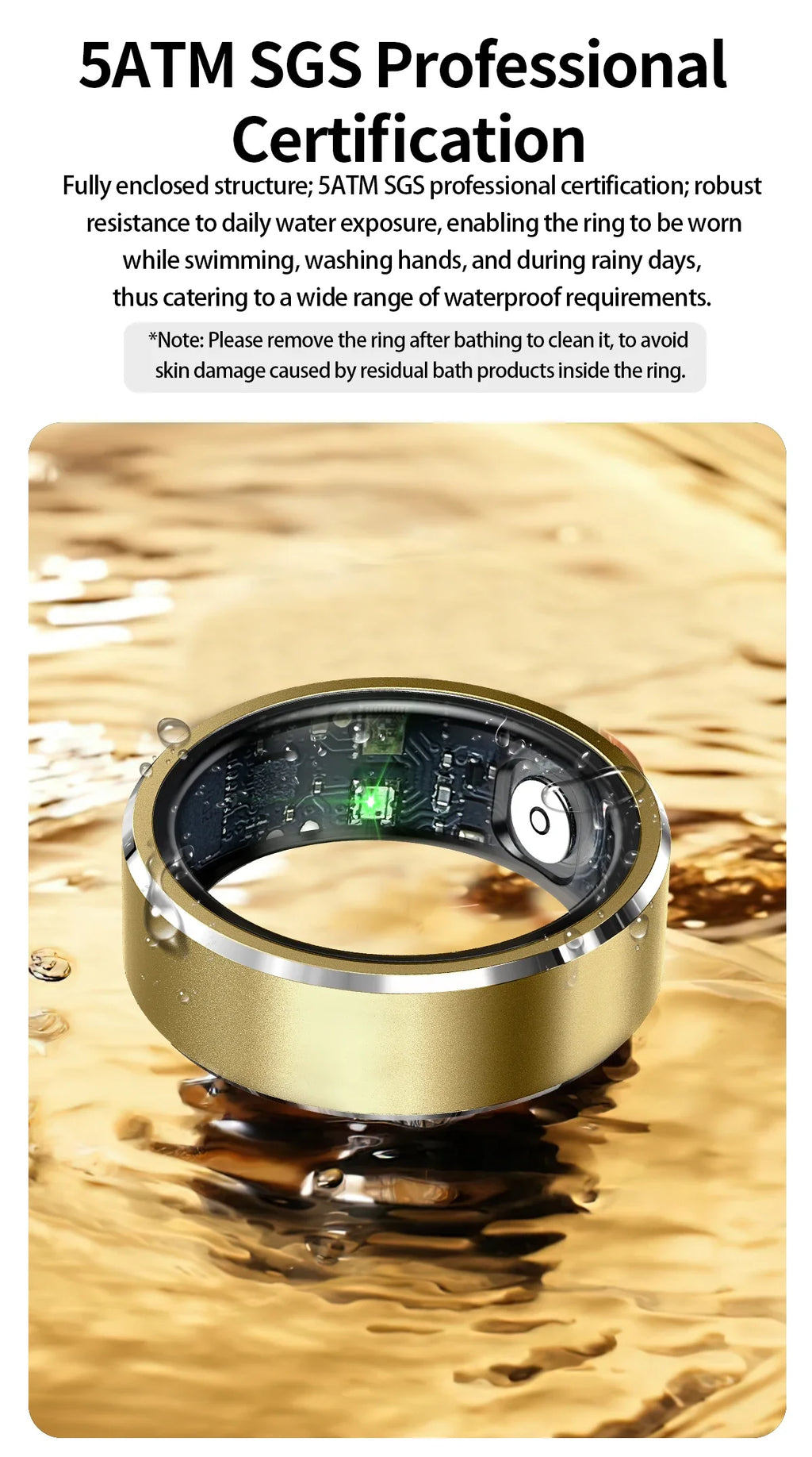 Smart Health Ring Fitness Tracker with Heart Rate & Oxygen Monitor Tidesmit