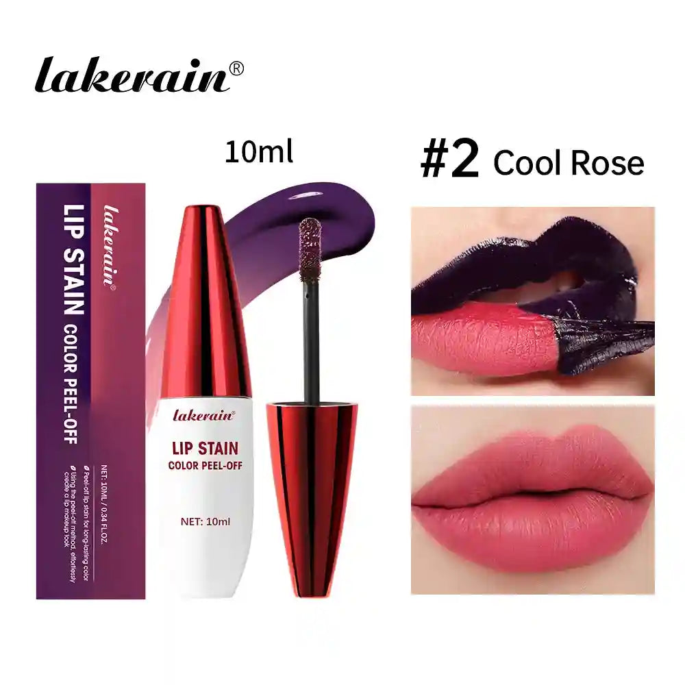 Lakerain waterproof peel-off lip stain in Cool Rose for a long-lasting, matte tattoo lip color finish.