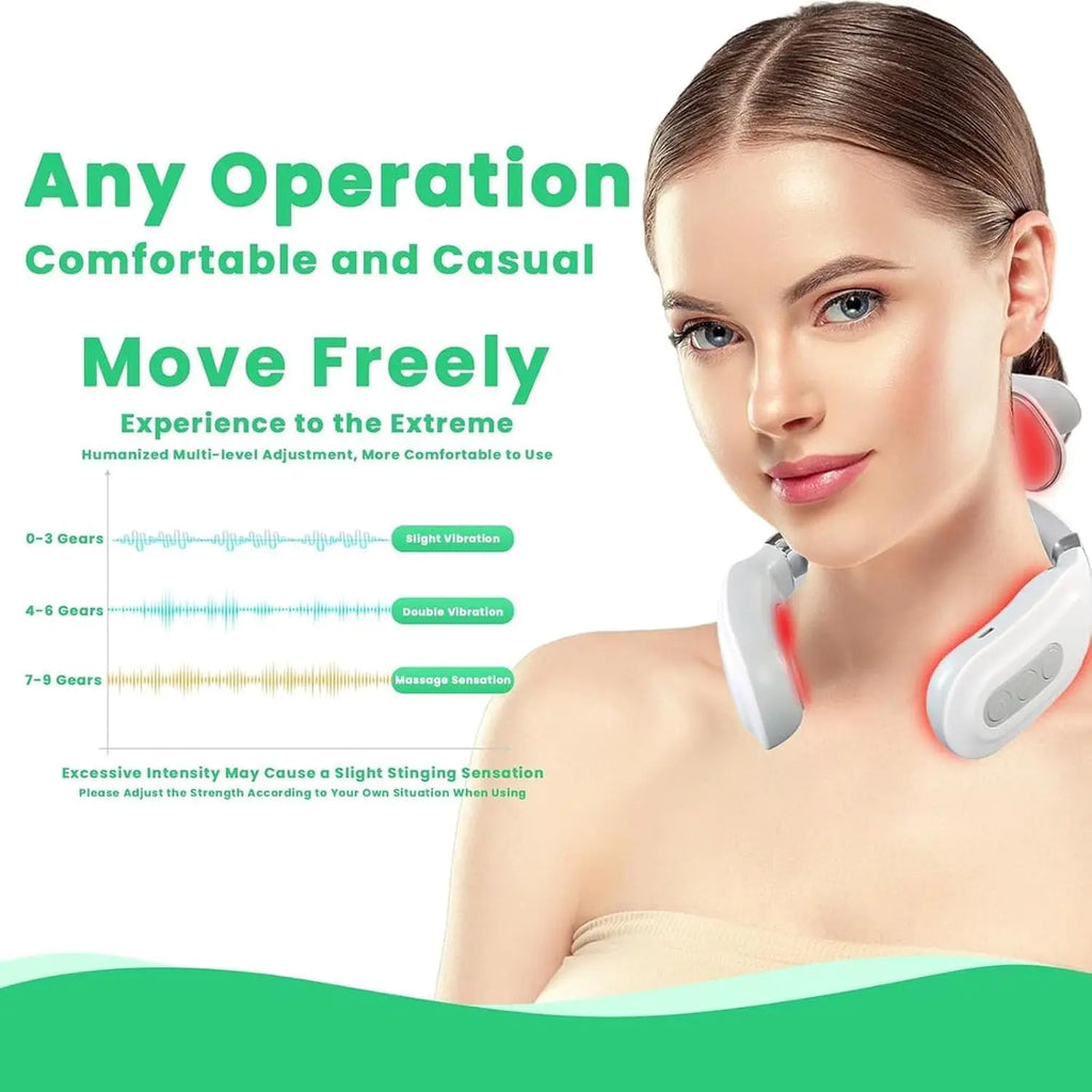 Tidesmit Portable Neck Massager - EMS Stress Relief Device (White) Relaxation Treatment Tidesmit