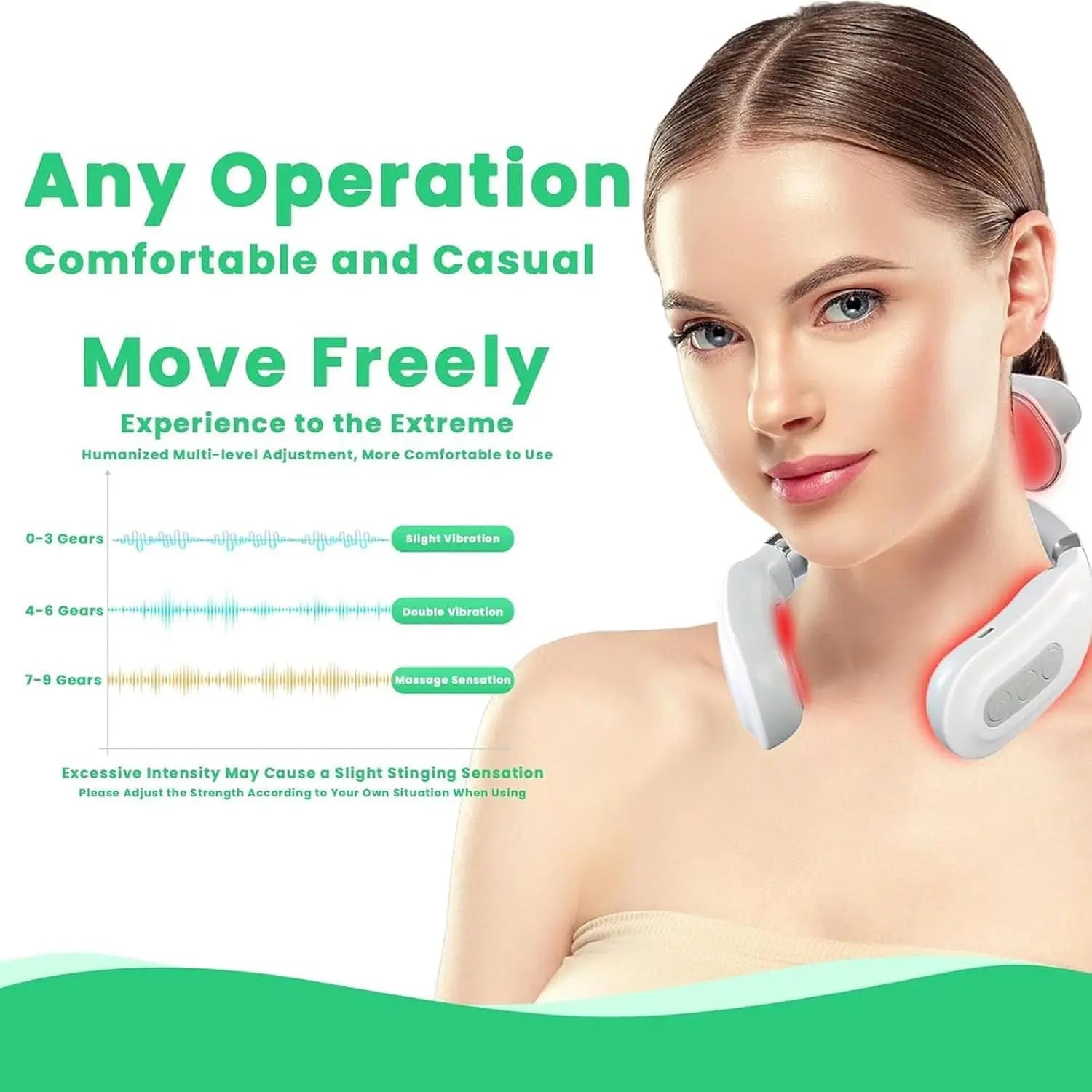 Tidesmit Portable Neck Massager - EMS Stress Relief Device (White) Relaxation Treatment Tidesmit