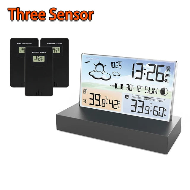 Indoor/Outdoor Weather Station With Alarm Clock – Accurate Thermometer, Hygrometer & 7-Day Forecast Calendar, For Desktop