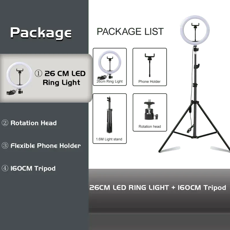 10 Inch Ring Light with Tripod Stand - Adjustable RGB Studio Lighting Tidesmit