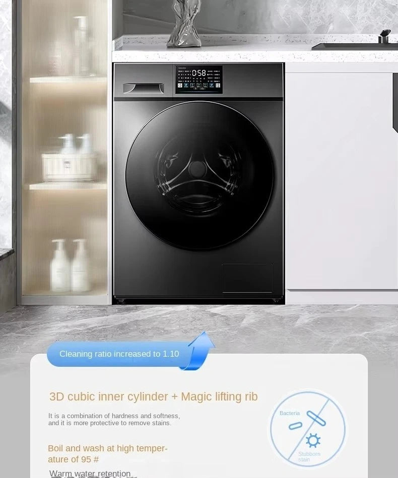 Tidesmit 10kg front-load washing machine with intelligent frequency conversion and durable electric plastic design