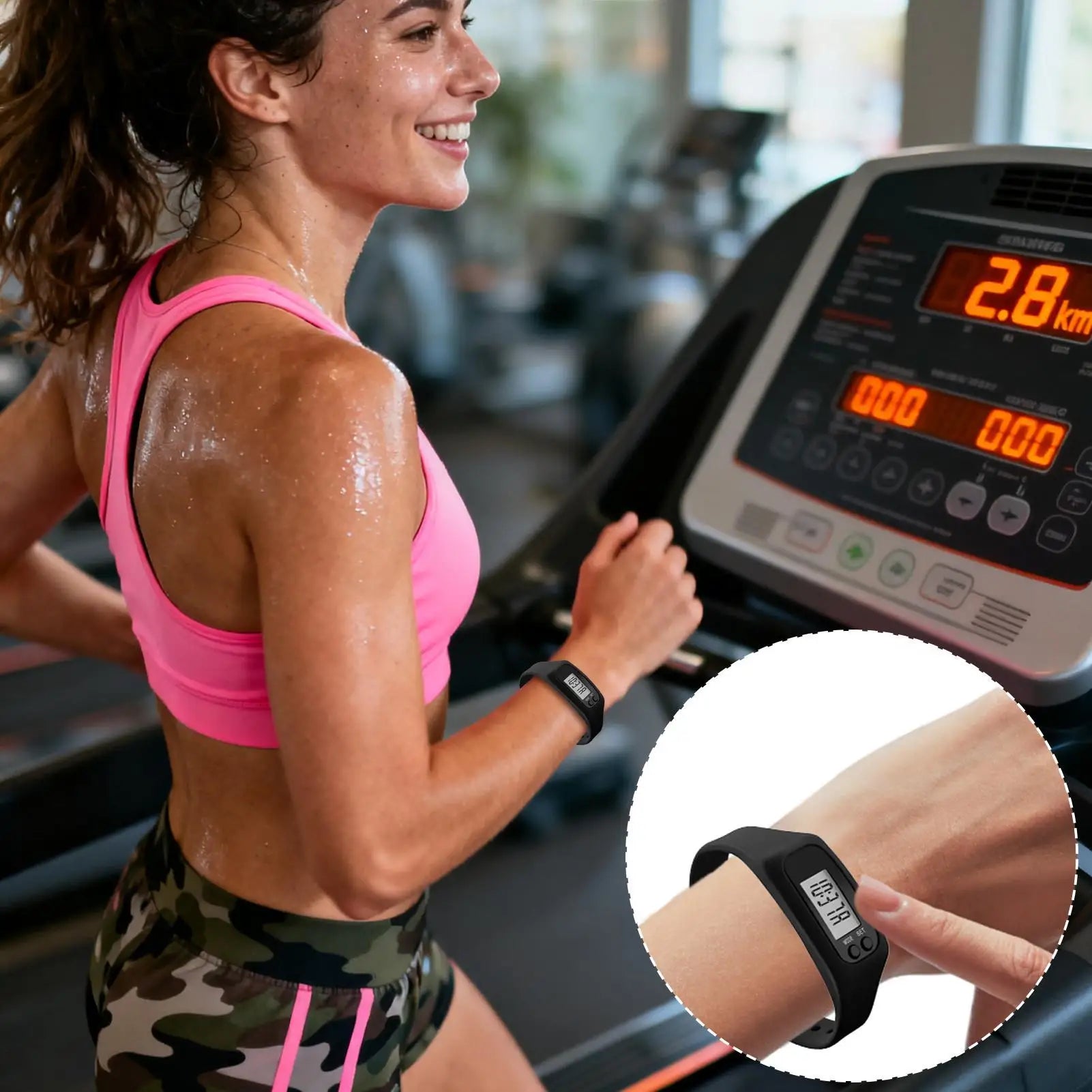 LCD Pedometer Bracelet Step Counter Watch Time Display Silicone StepTracker Multi-Function Fitness Watch For Adults Kids