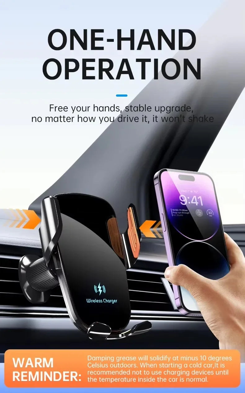 Wireless Car Charger Vent Mount - Qi Certified Fast Charging Tidesmit
