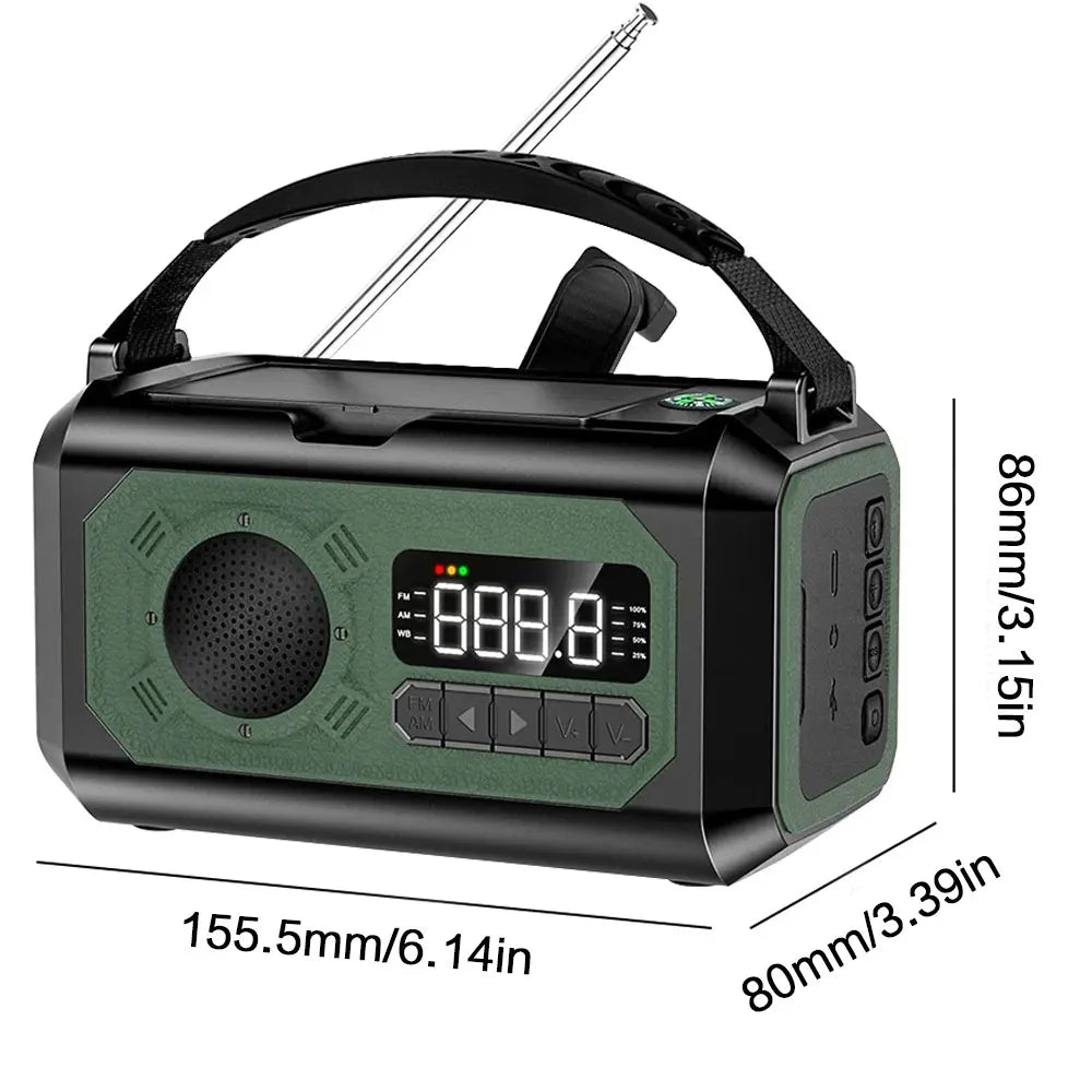12000mAh AM/FM/NOAA Weather Radio with 2 Solar Panels Solar Hand Crank Portable Emergency Radio Reading Lamp for Outdoor Camping