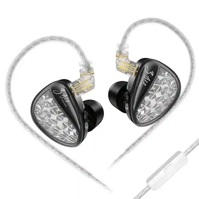Wired In-Ear Monitors - Hybrid 2DD+4BA HiFi Drivers Black Black with mic Tidesmit