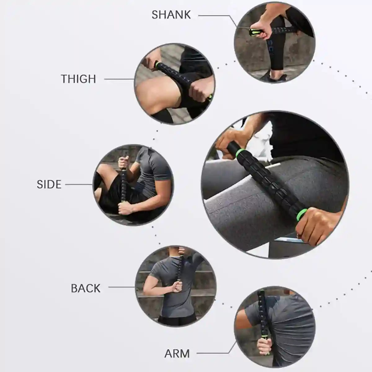 Massage Roller Stick for Deep Tissue Muscle Recovery | Tidesmit Portable Massage Roller Tidesmit