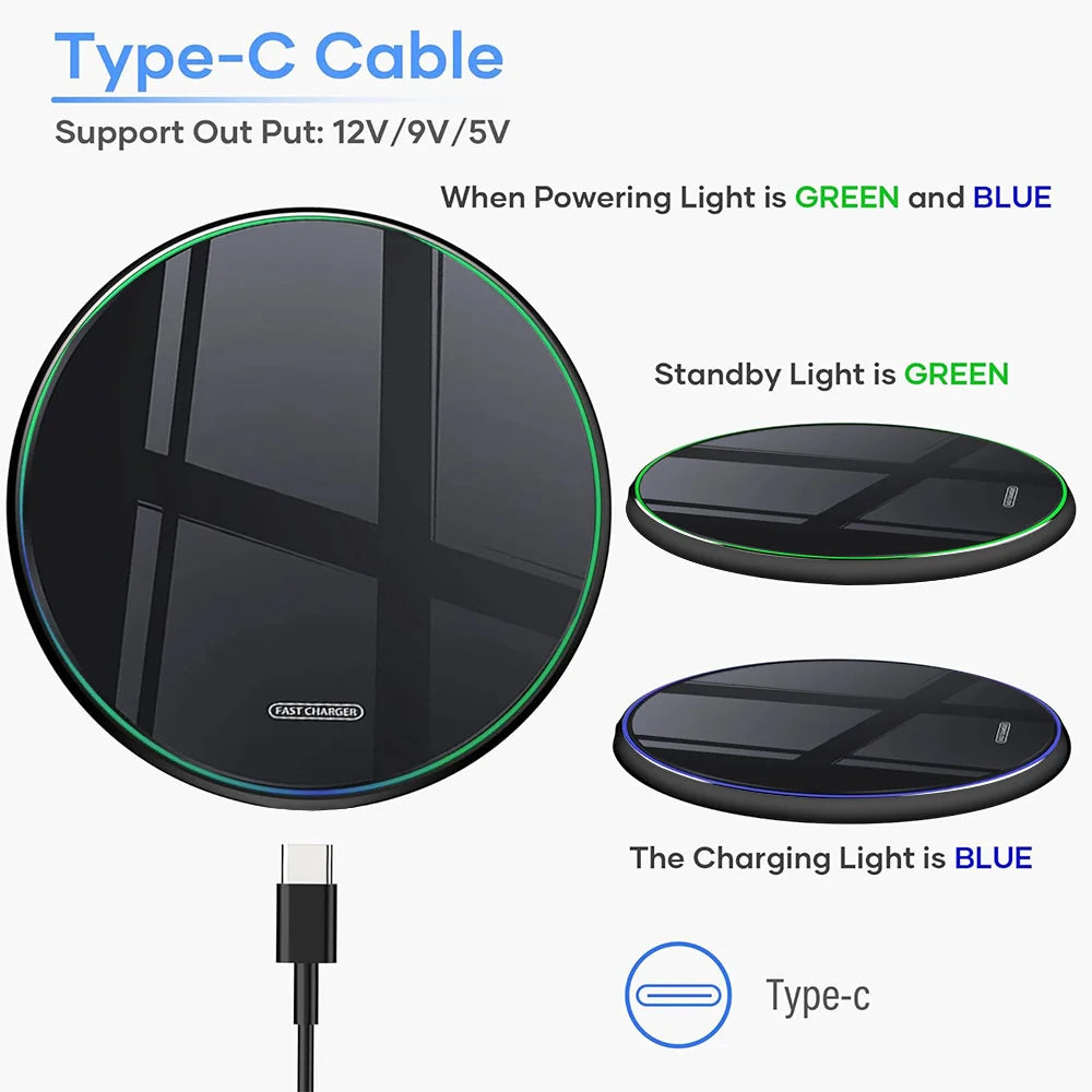 30W Fast Wireless Charger Dock - Qi Certified for iPhone & Android Tidesmit