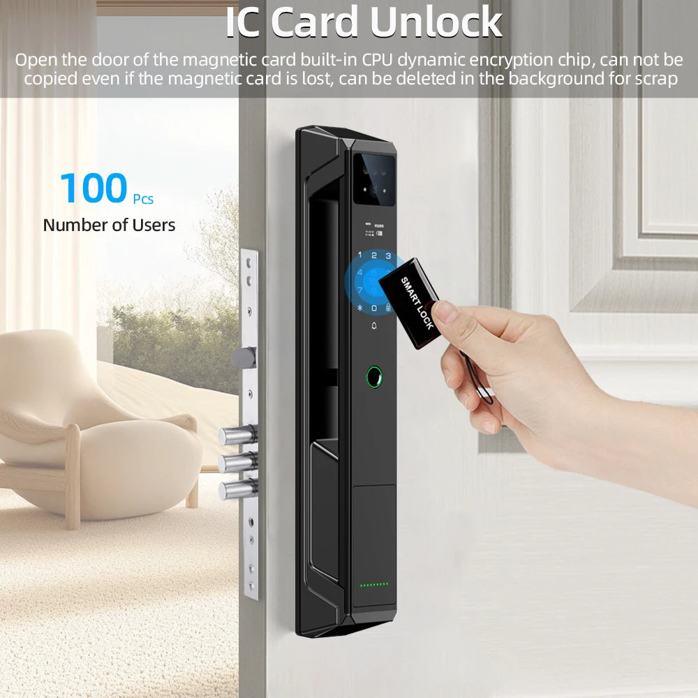 RAYKUBE 21-language Voice Camera Palm Vein Smart Fingerprint Lock Face Recognition Digital Lock With Video Call P85