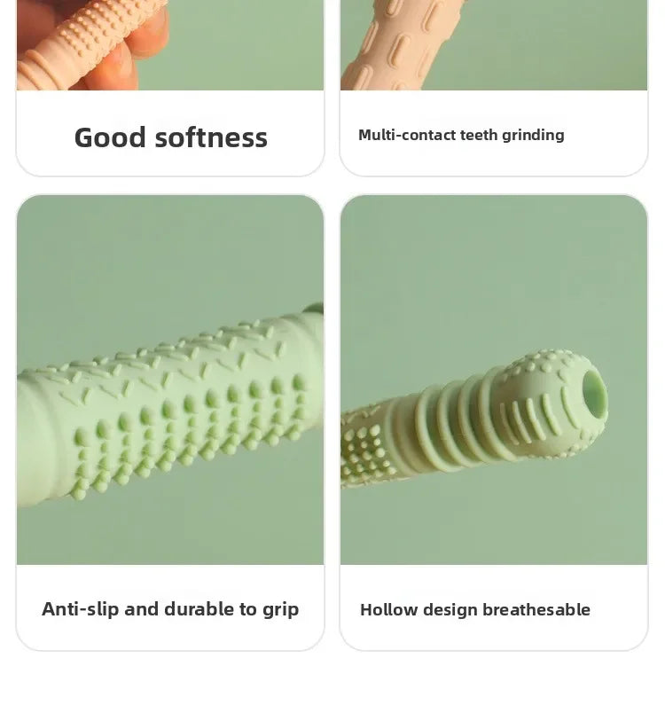 Newborn Hollow Teething Tube Baby Silicone Teether Stick Biting Chewing Straws Nursing Soother Molar Toy Gift for Infants