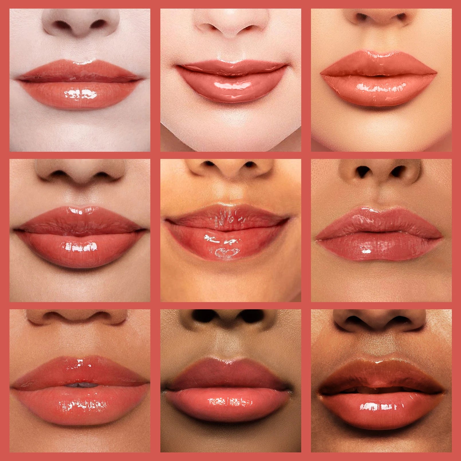 Crystal jelly moisturizing lip oil in various nude and pink shades, providing a high-shine, plumping glossy finish.