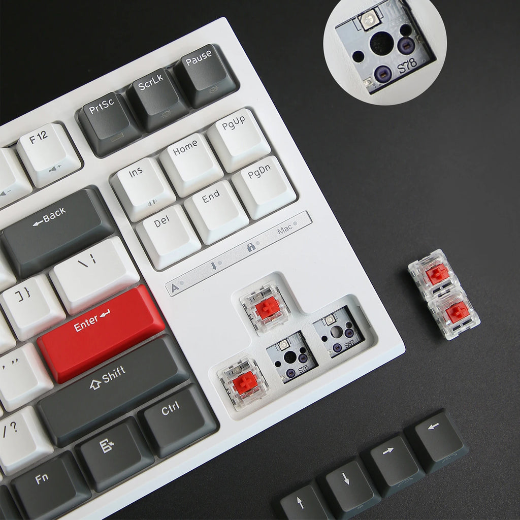 RK ROYAL KLUDGE R87 Wired Brazilian Gamer Keyboard 87 Key RGB Backlit Hot-swappable Mechanical Keyboard Customised Keycaps