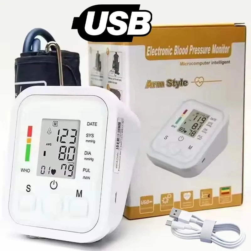 Blood Pressure Monitor Upper Arm Automatic BP Cuff Machine with LED Display for Home Use Health Care