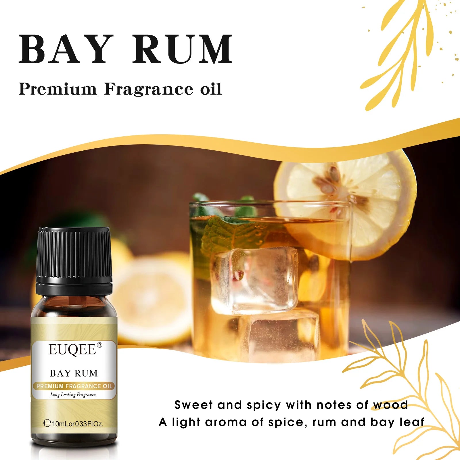 EUQEE 10ML Men's Fragrance Oil For Car Diffuser,Making Candle Leather Forest Pine Coffee Cake Cedarwood Bay Rum 1pcs/3pcs/6pcs
