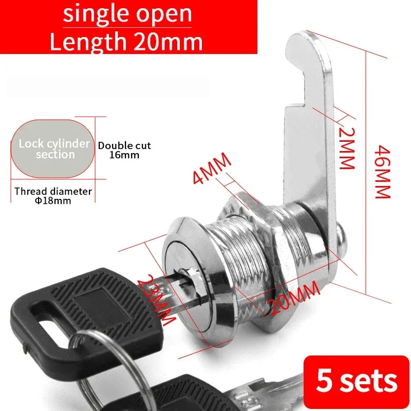 5/20/100SETS 16mm 20mm 25mm 30mm 35mm Metal Rotary Key Switch Push Button Lock Switch Latching Cylinder Cabinet Security Locker