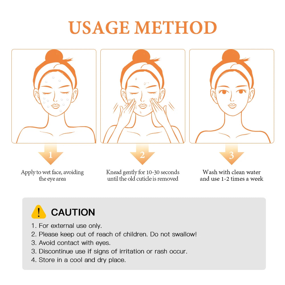 Orange Peeling Gel Body Exfoliator - Natural Deep Cleansing 50g Scrubs Treatments Tidesmit
