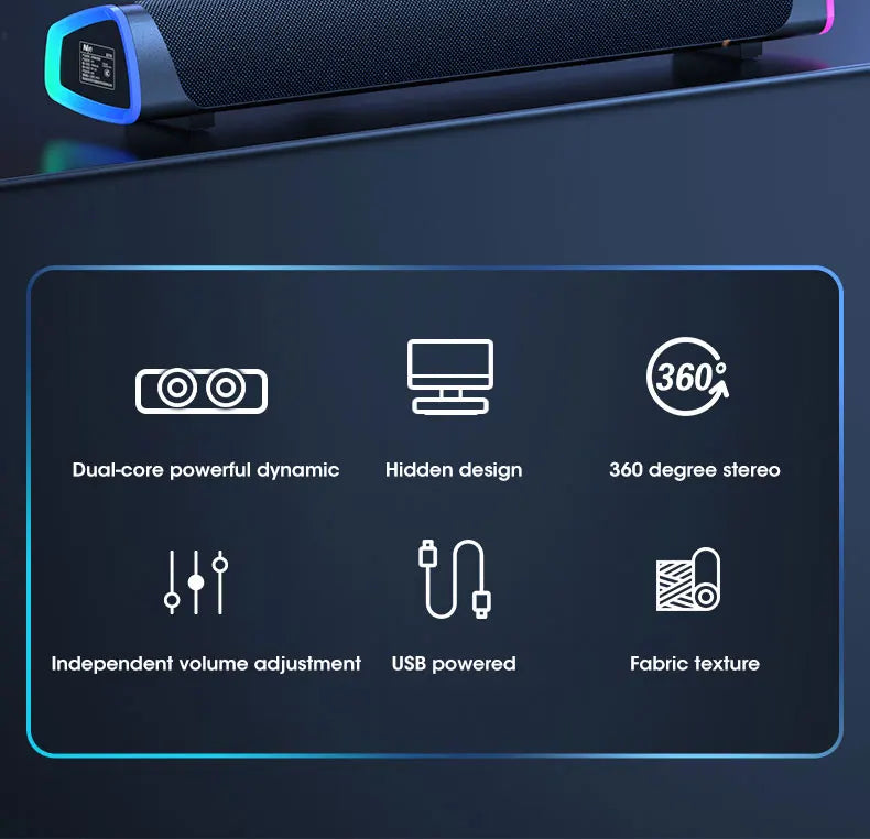 Tidesmit Computer Speaker Bar with 4D Stereo Subwoofer for PC & Laptop Tidesmit