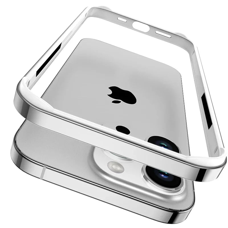 iPhone 17 Aluminum Bumper Case - Slim Military-Grade Metal Frame Silvery White China Mainland Tidesmit